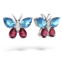 Blue Topaz Butterfly 14K White Gold earrings E2215