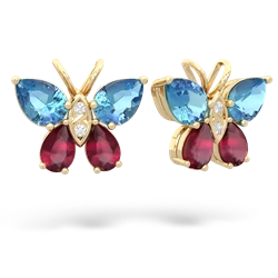 Blue Topaz Butterfly 14K Yellow Gold earrings E2215