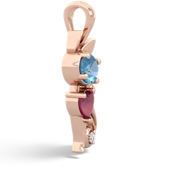 Blue Topaz Kitten 14K Rose Gold pendant P5780