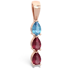 Blue Topaz Dew Drops 14K Rose Gold pendant P2251