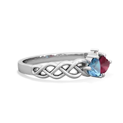 Blue Topaz Heart To Heart Braid 14K White Gold ring R5870