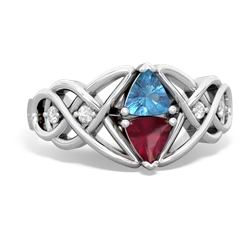 Blue Topaz Keepsake Celtic Knot 14K White Gold ring R5300