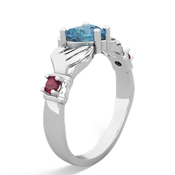 Blue Topaz Claddagh Keepsake 14K White Gold ring R5245