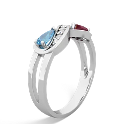 Blue Topaz Diamond Infinity 14K White Gold ring R5390