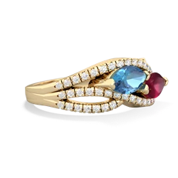 Blue Topaz Diamond Rivers 14K Yellow Gold ring R3070