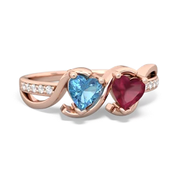 Blue Topaz Side By Side 14K Rose Gold ring R3090