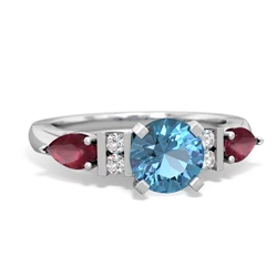 Blue Topaz 6Mm Round Eternal Embrace Engagement 14K White Gold ring R2005