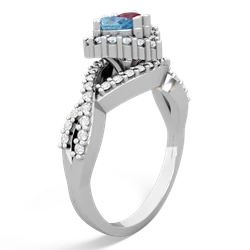 Blue Topaz Diamond Twist 'One Heart' 14K White Gold ring R2640HRT