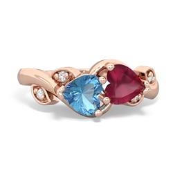 Blue Topaz Floral Elegance 14K Rose Gold ring R5790