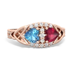 Blue Topaz Sparkling Celtic Knot 14K Rose Gold ring R2645