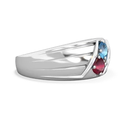 Blue Topaz Men's Streamline 14K White Gold ring R0460