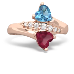 Blue Topaz Heart To Heart 14K Rose Gold ring R2064