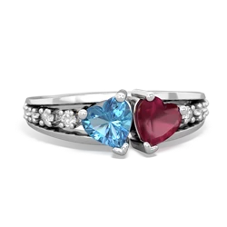 Blue Topaz Heart To Heart 14K White Gold ring R3342