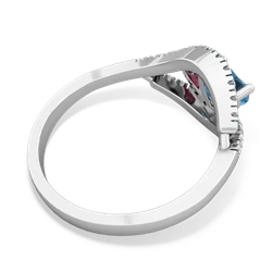 Blue Topaz Mother And Child 14K White Gold ring R3010