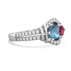 Blue Topaz Art-Deco Keepsake 14K White Gold ring R5630