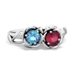 Blue Topaz Rose Garden 14K White Gold ring R5510