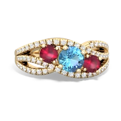 Blue Topaz Three Stone Aurora 14K Yellow Gold ring R3080