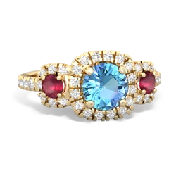 Blue Topaz Regal Halo 14K Yellow Gold ring R5350