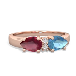 Blue Topaz Pear Bowtie 14K Rose Gold ring R0865