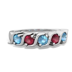 Blue Topaz Anniversary Band 14K White Gold ring R2089