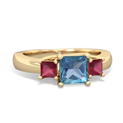 Blue Topaz Three Stone Trellis 14K Yellow Gold ring R4015