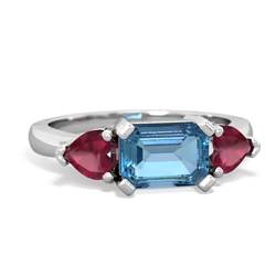 Blue Topaz Three Stone 14K White Gold ring R5235