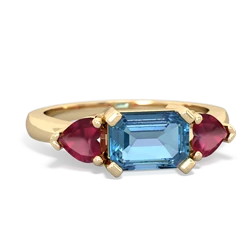 Blue Topaz Three Stone 14K Yellow Gold ring R5235