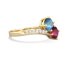 Blue Topaz Channel Set Two Stone 14K Yellow Gold ring R5303