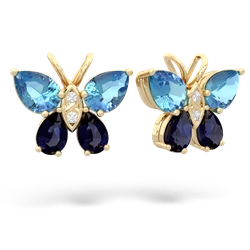 Blue Topaz Butterfly 14K Yellow Gold earrings E2215