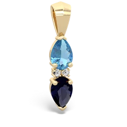 Blue Topaz Bowtie Drop 14K Yellow Gold pendant P0865