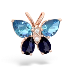 Blue Topaz Butterfly 14K Rose Gold pendant P2215