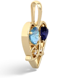 Blue Topaz Celtic Trinity Heart 14K Yellow Gold pendant P5331