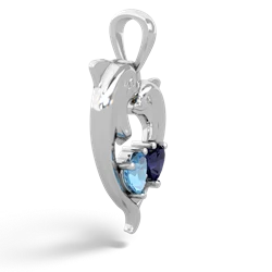 Blue Topaz Dolphin Heart 14K White Gold pendant P5820