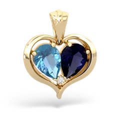 Blue Topaz Two Become One 14K Yellow Gold pendant P5330