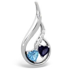 Blue Topaz Keepsake Curves 14K White Gold pendant P5450