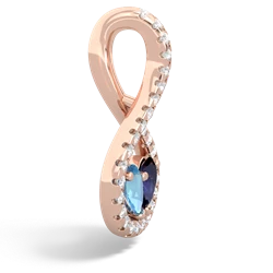 Blue Topaz Pave Twist 'One Heart' 14K Rose Gold pendant P5360