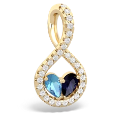 Blue Topaz Pave Twist 'One Heart' 14K Yellow Gold pendant P5360