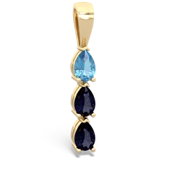 Blue Topaz Dew Drops 14K Yellow Gold pendant P2251