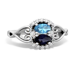 Blue Topaz Love Nest 14K White Gold ring R5860