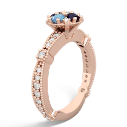 Blue Topaz Sparkling Tiara Cluster 14K Rose Gold ring R26293RD