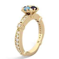 Blue Topaz Sparkling Tiara Cluster 14K Yellow Gold ring R26293RD