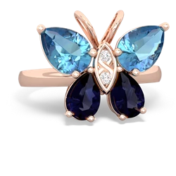 Blue Topaz Butterfly 14K Rose Gold ring R2215