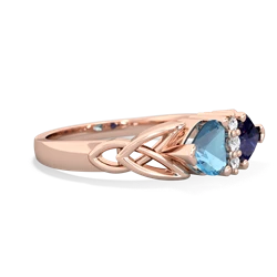 Blue Topaz Celtic Knot Double Heart 14K Rose Gold ring R5040