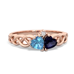 Blue Topaz Heart To Heart Braid 14K Rose Gold ring R5870