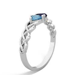 Blue Topaz Heart To Heart Braid 14K White Gold ring R5870