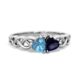 Blue Topaz Heart To Heart Braid 14K White Gold ring R5870