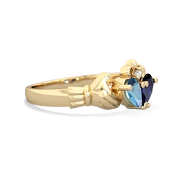 Blue Topaz 'Our Heart' Claddagh 14K Yellow Gold ring R2388