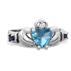 Blue Topaz Claddagh Keepsake 14K White Gold ring R5245