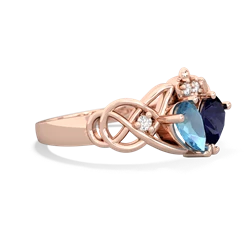 Blue Topaz 'One Heart' Celtic Knot Claddagh 14K Rose Gold ring R5322