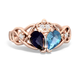 Blue Topaz 'One Heart' Celtic Knot Claddagh 14K Rose Gold ring R5322